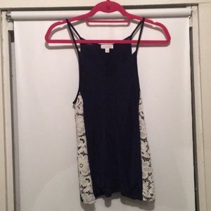 Charming Charlie Navy and White Lace Tank Top NWOT
